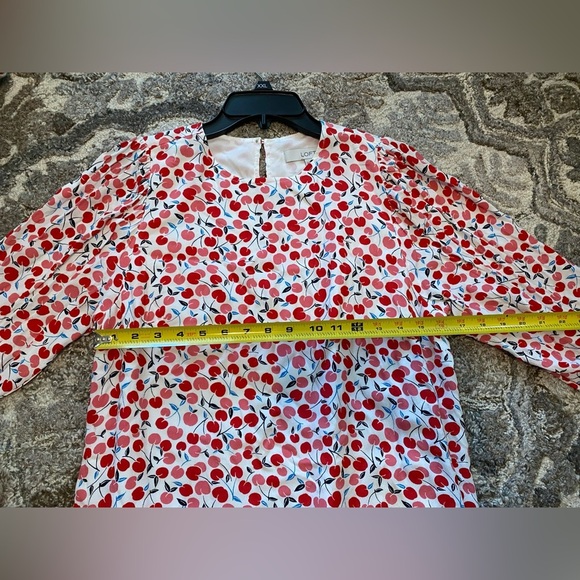 Loft Ann Taylor Dress Medium Cottage Cherry Balloon Sleeve Swing Dress Red - Picture 9 of 9